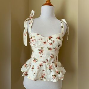 Like new size 0 Reformation linen Kassi top in Geraldine floral print.